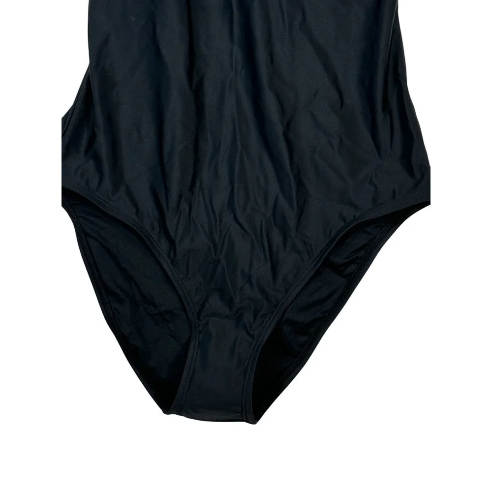 MWT Quince Womens Italian Cross Back One Piece Swimsuit Large Padded Black